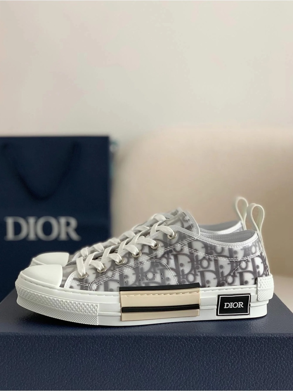 Dior Gray and White Oblique Low-Top Sneaker sz 43/ US 10